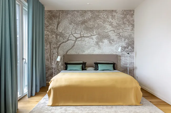 conscious design interiors zarattini berlin innenarchitektur interiordesign Schlafzimmer gelb grau bedroom grey yellow
