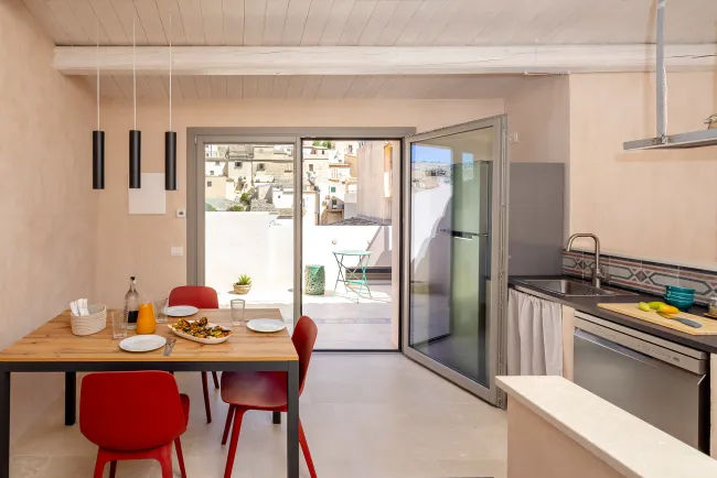 Kitchen nature beige and red simple vacation scicli