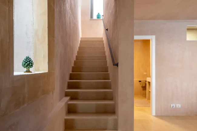 stairs natural stone beige sicilian style scicli