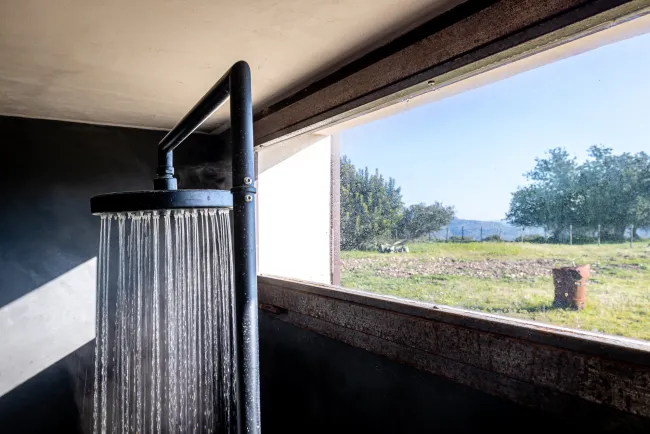 A shower with a view in the sicilian countryside