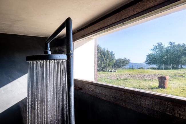 A shower with a view in the sicilian countryside
